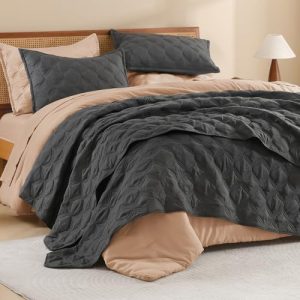 Litanika Super King Plus 3 Piece Grey Bedspread Quilt Set