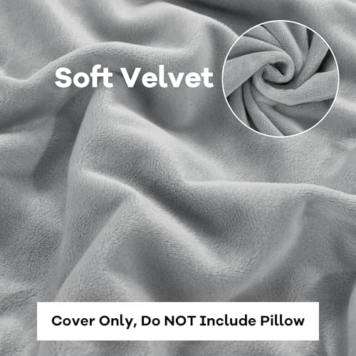 51lq80 mi9l.jpg HOMBYS Ultra Soft Velvet Bed Wedge PillowCover, Zipper Design, Light Grey