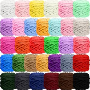 Timgle 32 Skeins Chunky Chenille Yarn 1470 Yards Soft Velvet Blanket Craft
