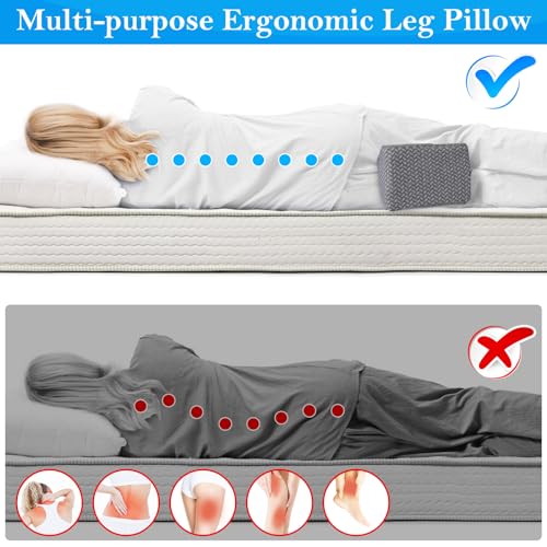 51lcd1ejo9l 1.jpg BlissTrends Memory Foam Knee Pillow for Side Sleepers: Promotes Blood Circulation, Aligns Spine, Relieves Sciatica and J
