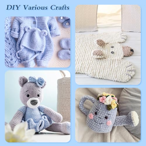 51mbbduyqnl 1.jpg Chunky Chenille Yarn for Baby Blankets & Home Decor (Milky White)