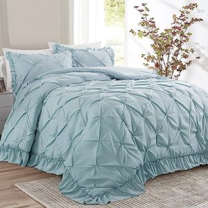 Ultra Soft Oversized King Comforter Set for King Bed | Pintuck Down Alternative Comforter with Ruffles for All Seaso