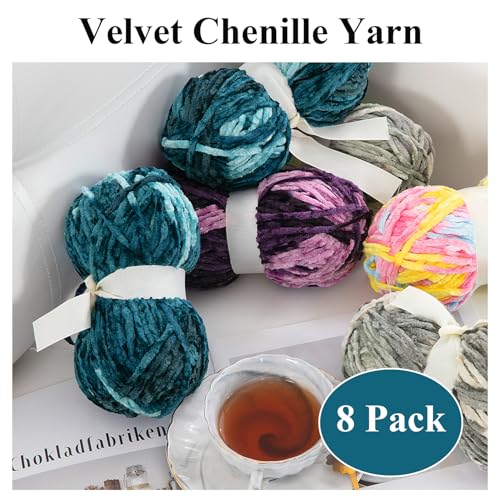 51mh4udcw3l.jpg HOMBYS Soft Plush Baby Blanket Yarn for Knitting and Crocheting, Blue Tie Dye (8x91yds, 8x100g) | HOMBYS Fluffy Velv