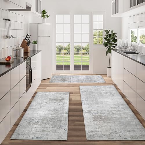 51n yojltnl.jpg HOMBYS Washable Non Slip Kitchen Rugs Set of 3 Brown for Floor Absorbent Soft Low Pile Mats for Kitchen Sink Laundry Was