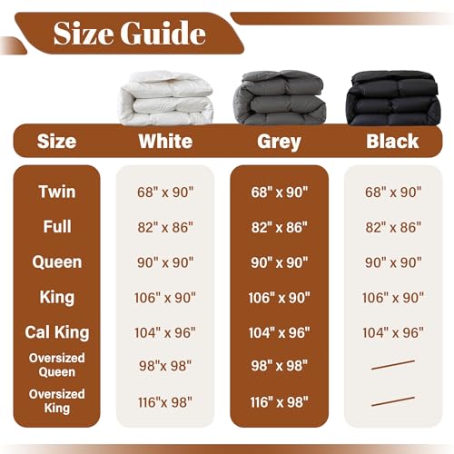 51n1qouwshl 1.jpg Cosybay King Size Ultra Fluffy Feather Down Comforter - All Season Luxury Bedding, 106"x90", Grey Cosybay King Size 10