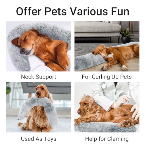 51n8y0b2cpl.jpg HOMBYSExtraLarge DogPillow with Moldable Function for Anxiety Relief, SoftFauxFur PetCalming Pillow, Large & Medium D