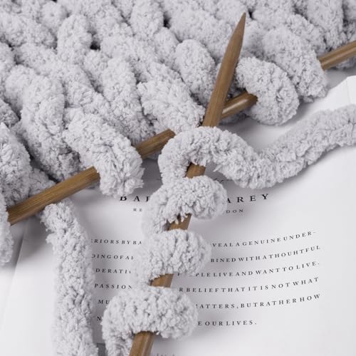 51nnsa3vvul.jpg Chunky Chenille Yarn for Crocheting and Knitting - Light Grey Jumbo Pack | Super Bulky Chunky Yarn for Hand Knitting