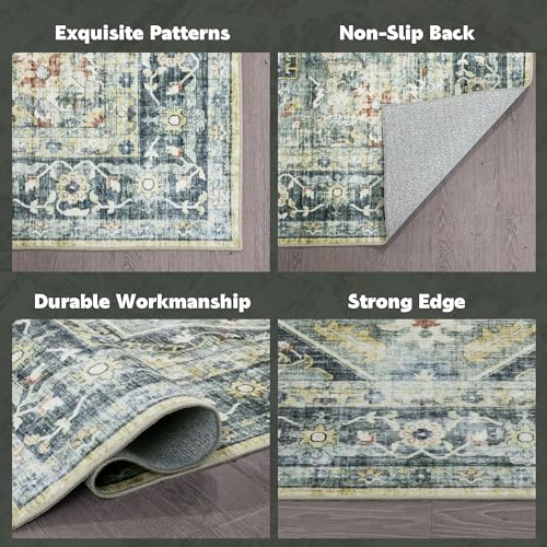 51nj ijllal.jpg Hombys 9x12ft Vintage Area Rug for Living Room & Bedroom, Large Boho Floor Carpet with Non-Slip Backing, Traditional Hom