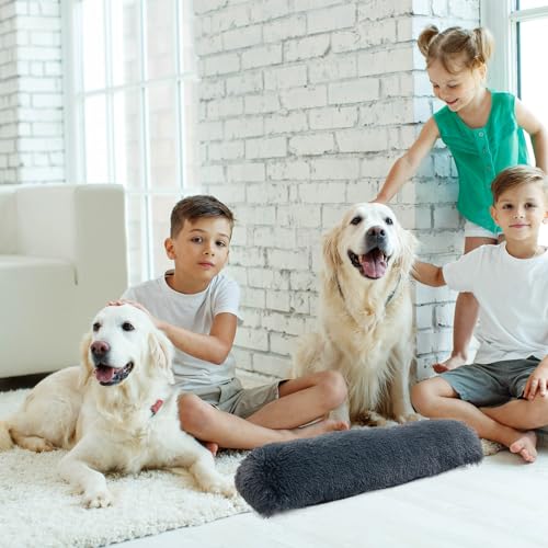 51nxupmwjql.jpg HOMBYS Soft Faux Fur Calming Pet Pillow for Large & Medium Dogs (Dark Grey, 25"x8"x4") HOMBYS Machine Washable Dog Pil