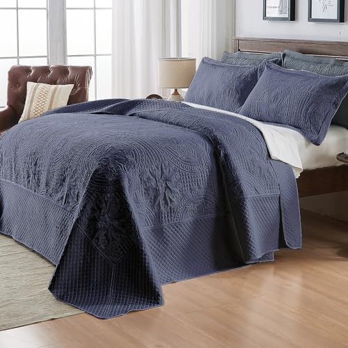 51oasdkna1l.jpg Qucover Alaska King Bedspread 132x120, 3 Piece Soft Microfiber Lightweight Oversized Quilts Set | Qucover Vintage Pe