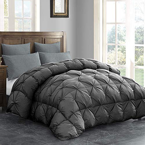 51oo3q2qhl 13.jpg HOMBYS Premium Feather and Down Comforter for Queen Size Grey Sleepers | HOMBYS 90x90 Pinch Pleat Duvet Insert with