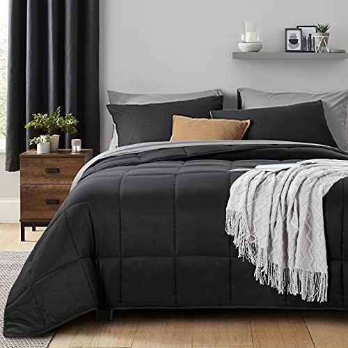 51otzuhelos 1.jpg HOMBYS Oversized King Comforter Black for All Season Light and Warm Quilted Down Alternative Duvet Insert 8 Corner Tabs