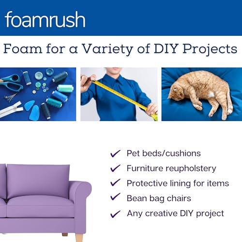 51otru28scl 1.jpg FoamRush High Density Upholstery Foam Cushion for Dining Chairs and Wheelchair Seat Cushion Replacement, Square Design,