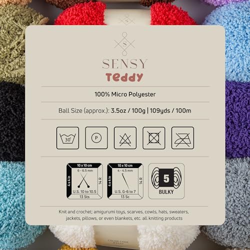 51ocvnuoaml.jpg Sensy Teddy Sheepy Sherpa Fleece Yarn - Soft & Cozy for Baby Blankets, 109 Yards, Gauge 5 Bulky (Green)