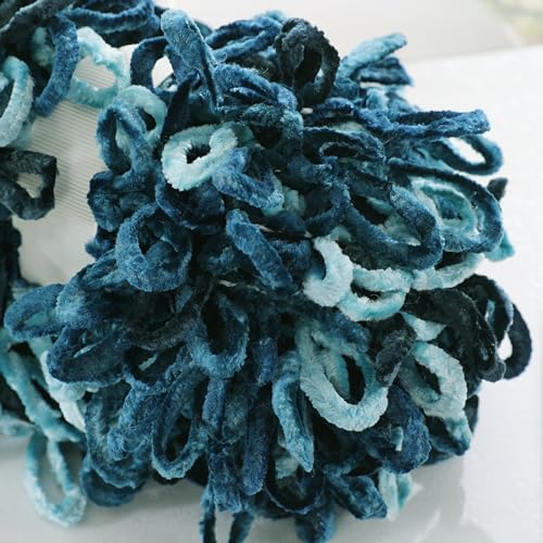 51of67nyrbl.jpg HOMBYS Soft Blue Tie Dye Velvet Loop Yarn, 6 Pack (9.8 yds Each)