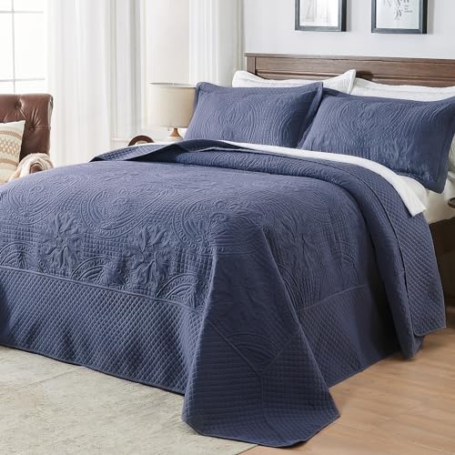 51oyjycbzql.jpg Qucover Alaska King Bedspread 132x120, 3 Piece Soft Microfiber Lightweight Oversized Quilts Set | Qucover Vintage Pe