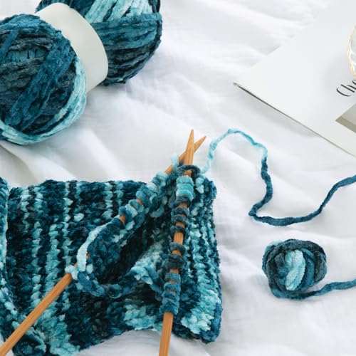 51p7baf9lql.jpg HOMBYS Soft Plush Baby Blanket Yarn for Knitting and Crocheting, Blue Tie Dye (8x91yds, 8x100g) | HOMBYS Fluffy Velv