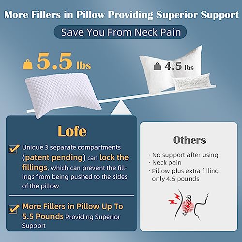 51pe846lsel 1.jpg LOFE CertiPUR-US Supportive Adjustable Side Sleeper Pillow for Adults - Queen Size | Curved Side Sleeper Neck Pillow
