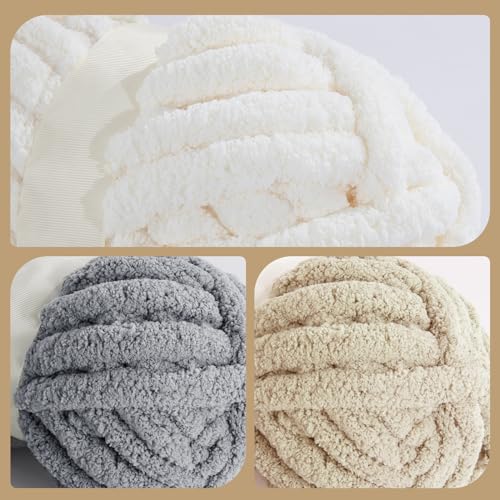 51pqtabacrl.jpg HOMBYS 12 Pack Chunky Yarn for Crocheting and Hand Knitting,Super Bulky Large Soft Fluffy Yarn for Home Crafting,4 Cream