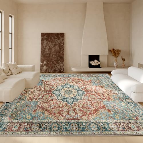 51peflgs tl 1.jpg HOMBYS 10x14 Brick Red Vintage Area Rug for Indoor Living Room and Bedroom HOMBYS 10x14 Brick Red Boho Floor Carpet for