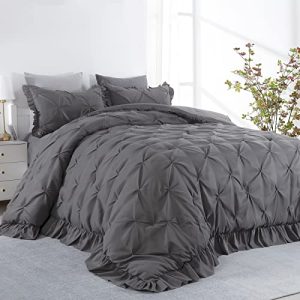 Ultra Soft Oversized King Comforter Set for All Season Use | All Season Ruffles Pinch Pleat Down Alternative Comfort