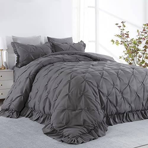 51pv8z1iy5l.jpg HOMBYS Ultra Soft Oversized King Comforter Set for All Season Sleepers | HOMBYS Dark Grey Pinch Pleat Comforter with