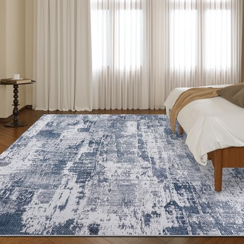 51q5rojefol 1.jpg HOMBYS 6x9 ft Light Blue Abstract Area Rug for Living Room and Bedroom Indoor Use, Modern Home Deco with Non-Slip Backin