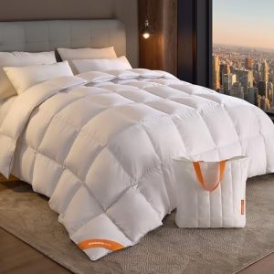 SONGMICS HOME Soft Down Duvet, Queen Size, for All Seasons, Winter, Hotel, 90 x 90 Inches, Cloud White UTDC041W01 SONG