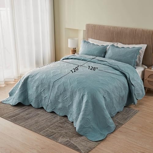 51qbjguywrl 1.jpg Kingnex Extra Wide Oversized King Bedspreads for Tall King or Cal King Bed Blue Kingnex Ultrasonic Quilted Coverlet Set