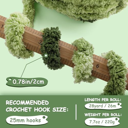 51r0tvv3bzl.jpg Chunky Chenille Yarn for Crocheting - Fluffy Yarn for Hand Knitting - 227 yds Super Bulky Yarn (Green-White-Curry) Han