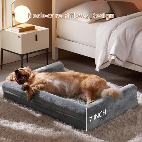 51r4botokhl 1.jpg BFPETHOME Orthopedic Dog Bed for Large Jumbo Dogs with Removable Washable Cover for Comfortable Sleeping Gray BFPETHOME