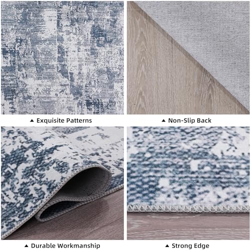 51rdgpzjl5l 1.jpg HOMBYS 6x9 ft Light Blue Abstract Area Rug for Living Room and Bedroom Indoor Use, Modern Home Deco with Non-Slip Backin