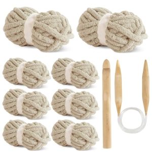 HOMBYS Super Bulky Big Yarn for Chunky Blanket, Fluffy Soft Jumbo Yarn with Circular Needle & Crochet Hook | HOMBYS