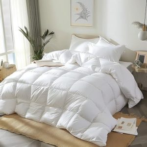 Goose Feather Down Fiber Queen Duvet Insert Soft Comforter 100% Cotton Cover All Season Light Luxurious Hotel Bedding 88