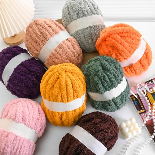 51s6zitu3ol 1.jpg Sage Green Jumbo Fuzzy Yarn for Hand Knitting and Crocheting, Soft Chunky Yarns for Blanket Making, 10 Pack 240yds Jumbo