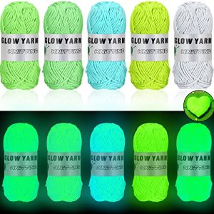WILLBOND 5 Rolls Glow in The Dark Yarn for Crocheting & DIY Crafts
