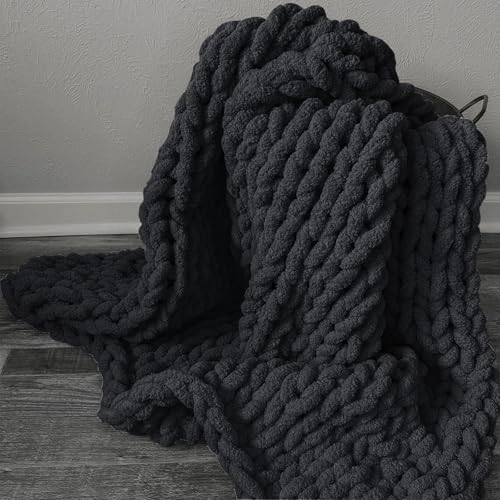 51t2mwm tbl.jpg Black Bulky Chenille Yarn for Hand Knitting Blankets (30 Yards, 8.8 Ounces Each)