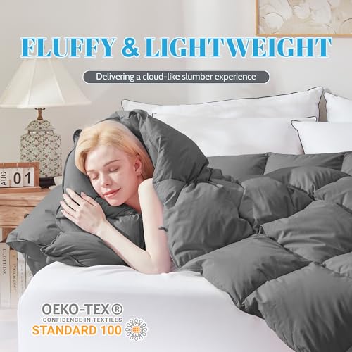 51tb4jgf gl.jpg Cosybay King Size Fluffy Grey Down Fiber Comforter with Cotton Cover