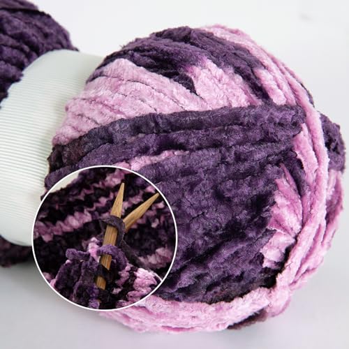 51tzds0fbpl 1.jpg HOMBYS Soft Plush Baby Blanket Yarn for Knitting and Crocheting, Purple Pink Tie Dye (8x91yds, 8x100g) | HOMBYS Fluf