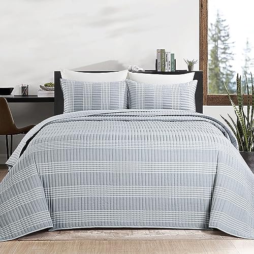 51udtd4xx5l 1.jpg HOMBYS Lightweight Plaid Bedspread Coverlet Set, All Season Bohemian Home Bedding Decor, Grey HOMBYS 132x120 Seersucker