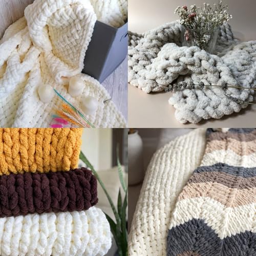 51ucmzqc6ml.jpg Sage Green Chunky Chenille Yarn for Hand Knitting, 8pcs, Extra Bulky Blanket Yarn