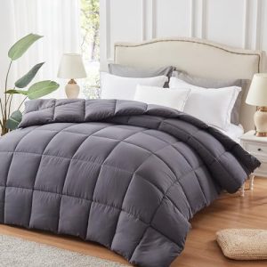 HARBOREST Down Alternative Queen Comforter with 4 Corner Tabs (Dark Grey)