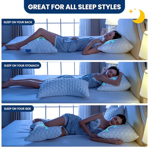 51vbnky6xol 1.jpg Neck and Shoulder Pain Relief Adjustable Shredded Memory Foam Pillow for Side Sleepers | Ergonomic Curved Memory Foa