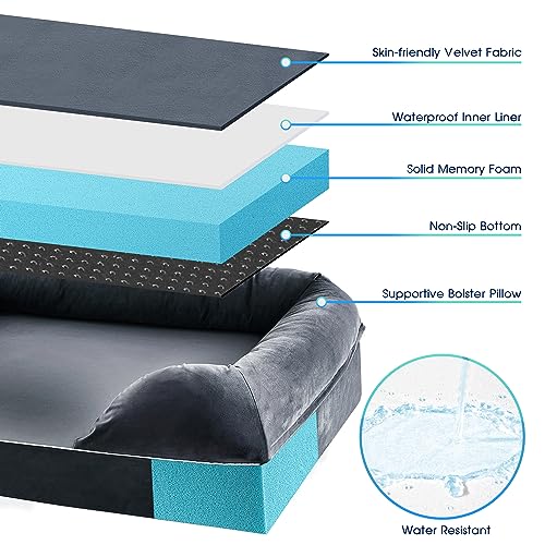 51vgvkgjfll 1.jpg CertiPUR-US Certified Orthopedic Dog Bed Full Memory Foam, Senior Dogs, Grey, Waterproof Liner, Removable Cover | Or