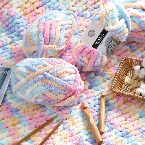51w93gt1t6l 1.jpg Jumbo Chunky Chenille Yarn for Hand Knitting and Crocheting, Marshmallow Color 8 Pack | Marshmallow Chunky Chenille