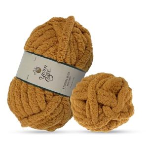 Jumbo Mustard Polyester Yarn - 28 Yards for Crocheting & Knitting Blankets, Hats & More