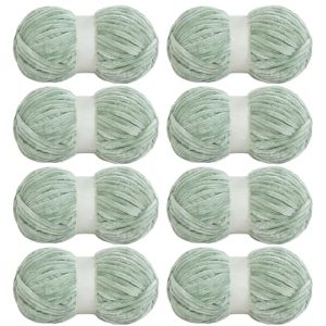 HOMBYS Fluffy Velvet Yarn for Crocheting, Soft Plush Baby Blanket Yarn, Weaving DIY Craft - Sage Green 8 Pack (8x91yds,