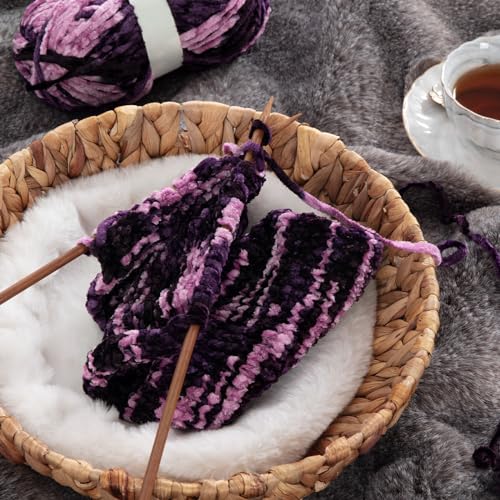 51xjttzwlcl 1.jpg HOMBYS Soft Plush Baby Blanket Yarn for Knitting and Crocheting, Purple Pink Tie Dye (8x91yds, 8x100g) | HOMBYS Fluf