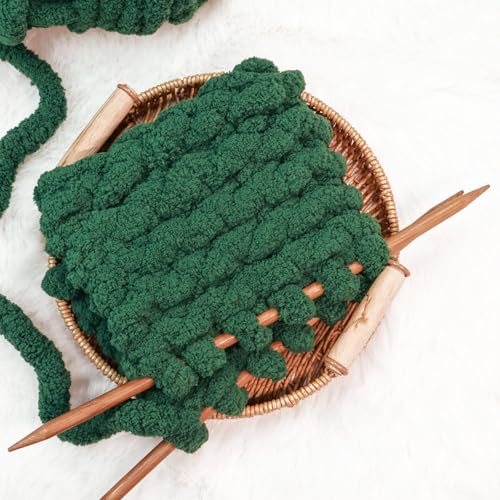 51xqk2sbcol 2.jpg Dark Green Super Bulky Chenille Yarn for Hand Blanket Crocheting/Knitting | Super Soft Plush Dark Green Chenille Yar