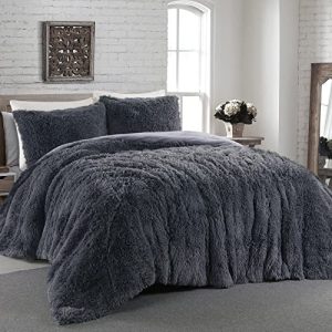 HOMBYS Oversized King Faux Fur Fluffy Comforter Set for Warm Winter Nights | HOMBYS Thick Comforter and Shams Set fo